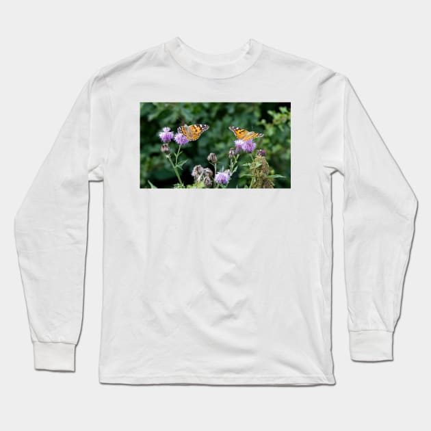 Painted Lady Butterfly in sunshine Long Sleeve T-Shirt by Violaman